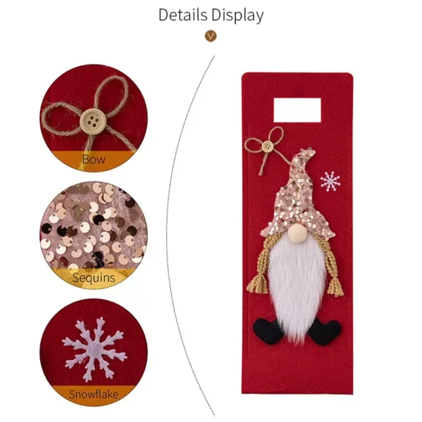 Festive Santa Claus Wine Bottle Felt Bag - Image 5