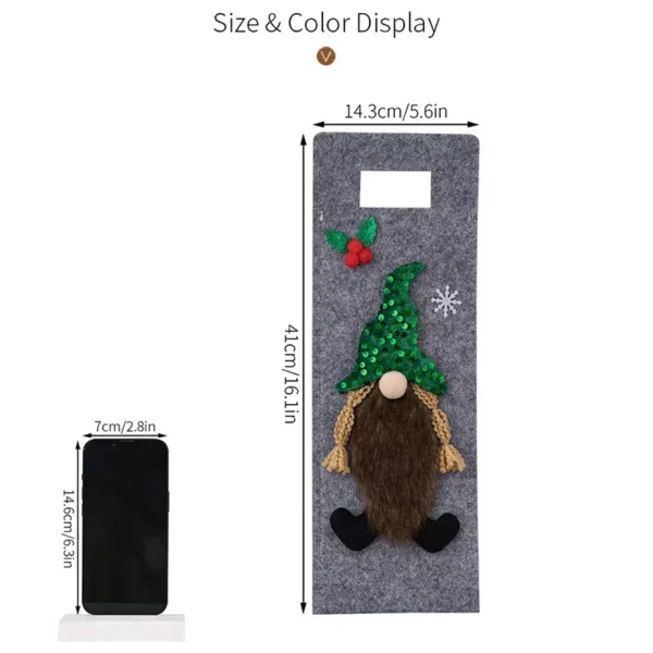 Festive Santa Claus Wine Bottle Felt Bag - Image 6