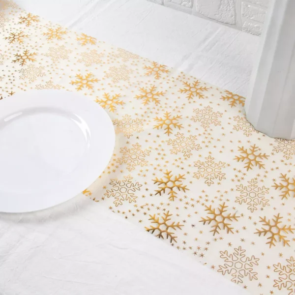 Elegant Sparkling Gold Snowflake Table Runner - Image 2