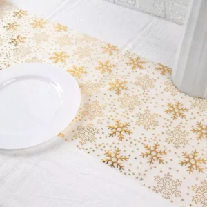 Elegant Sparkling Gold Snowflake Table Runner