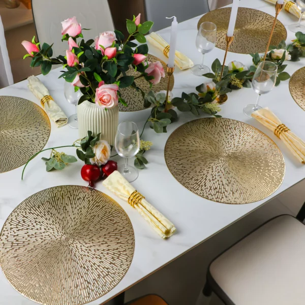 Gold Metallic Round Placemats - Image 3