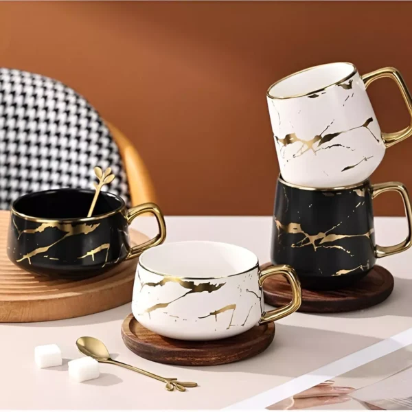 Nordic Marble Textured Ceramic Coffee Mug - Image 4