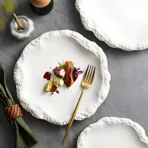Simple Solid Color Ceramic Dinner Plate - Image 4