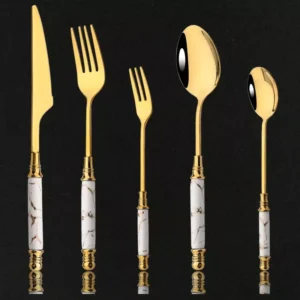 Gold Stainless Steel Flatware Set – Elegant Vintage Cutlery