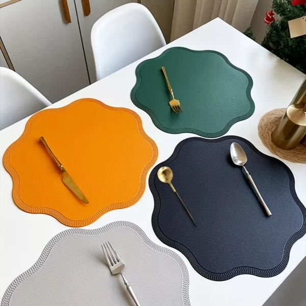 Luxury Round Faux Leather Embossed Placemats - Image 2