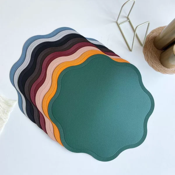 Luxury Round Faux Leather Embossed Placemats - Image 4