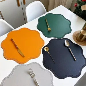 Luxury Round Faux Leather Embossed Placemats