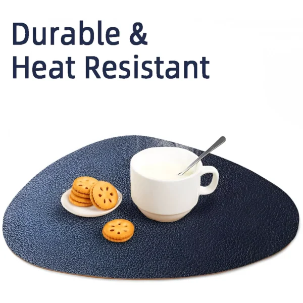 Irregular Shape PU Leather Placemats with Coaster – Waterproof & Heat-Resistant - Image 4