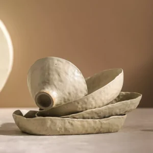 Creative Vintage Ceramic Dinnerware Set with Irregular Hand-Pinch Texture