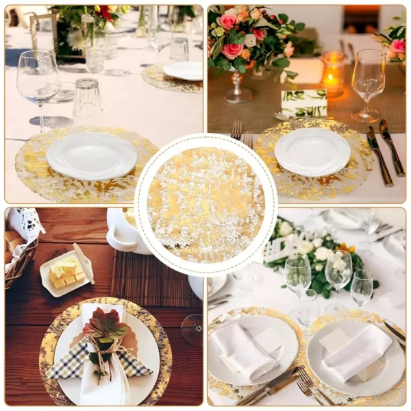 Disposable Gold Placemats - 13 Inch Elegant Foil Mesh Table Mats - Image 7