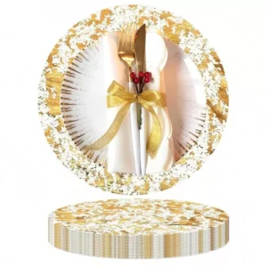 Disposable Gold Placemats - 13 Inch Elegant Foil Mesh Table Mats