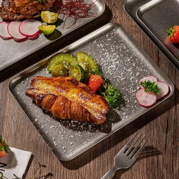Retro Antique Stainless Steel Square Tray - Image 4