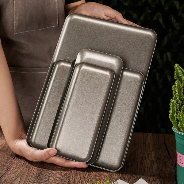 Retro Antique Stainless Steel Square Tray - Image 3