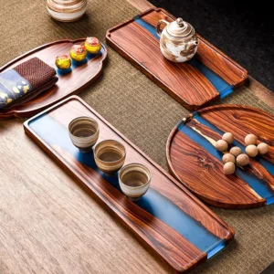 Wooden Tea Tray with Epoxy Resin