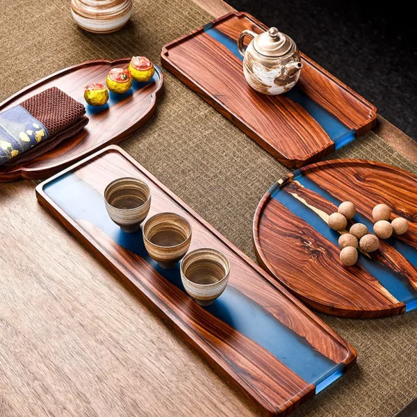 Wooden Tea Tray with Epoxy Resin