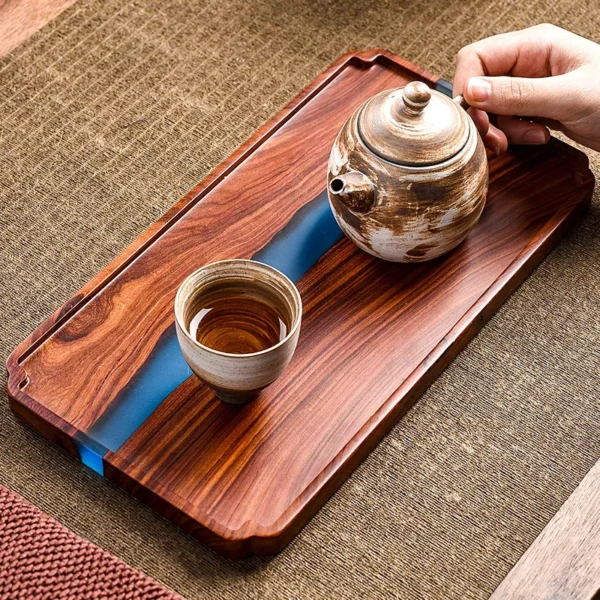 Wooden Tea Tray with Epoxy Resin - Image 4