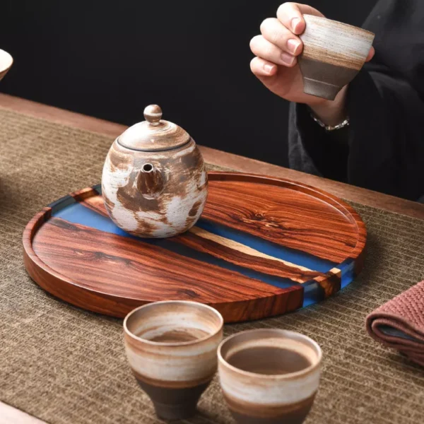 Wooden Tea Tray with Epoxy Resin - Image 6