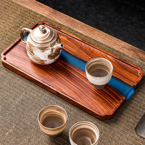 Wooden Tea Tray with Epoxy Resin - Image 5