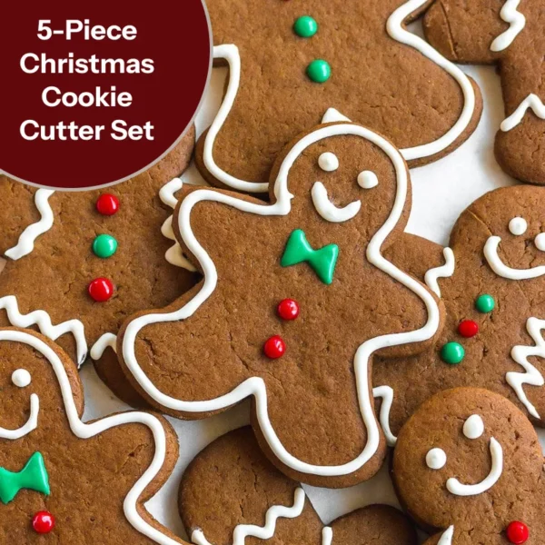 5-Piece Christmas Cookie Cutter Set for Festive Baking - Image 2