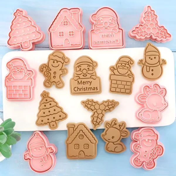 8-Piece 3D Christmas Cookie Cutter Set for Festive Baking - Image 4
