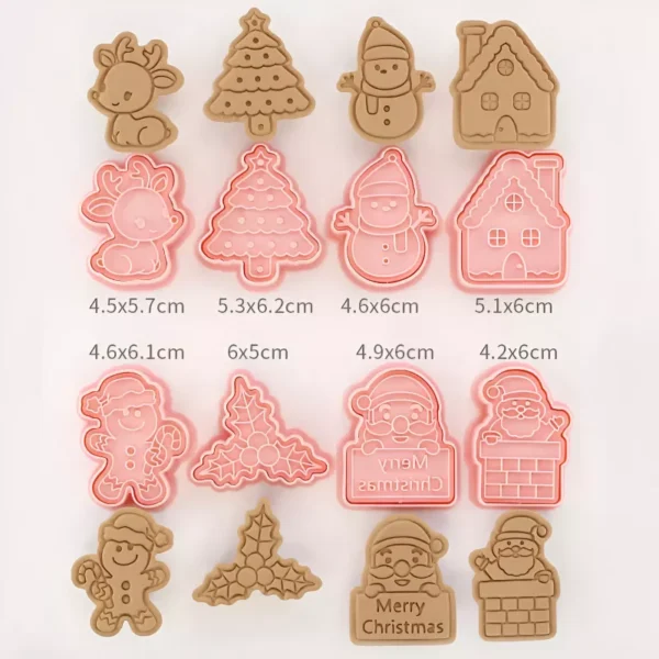8-Piece 3D Christmas Cookie Cutter Set for Festive Baking - Image 6