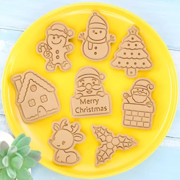8-Piece 3D Christmas Cookie Cutter Set for Festive Baking - Image 5
