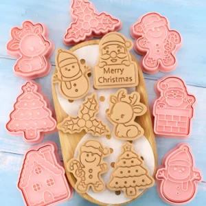 8-Piece 3D Christmas Cookie Cutter Set for Festive Baking