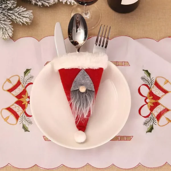 Festive Christmas Santa Hat Cutlery Holder - Image 3