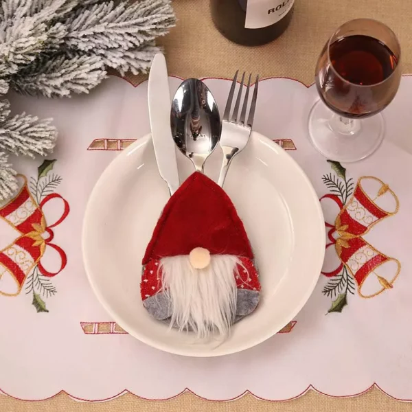 Festive Christmas Santa Hat Cutlery Holder - Image 4