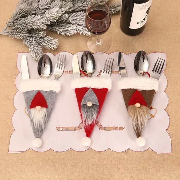 Festive Christmas Santa Hat Cutlery Holder - Image 2