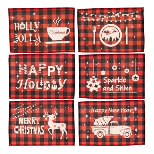 Plaid Merry Christmas Placemat for Festive Table Decor - Image 5