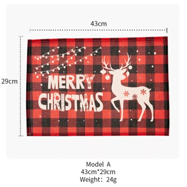 Plaid Merry Christmas Placemat for Festive Table Decor - Image 7
