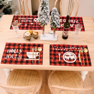Plaid Merry Christmas Placemat for Festive Table Decor