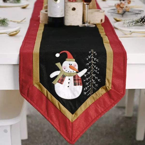 Festive Christmas Tablecloth with Santa and Snowman Design