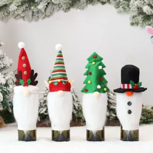 Christmas Gnome Wine Bottle Cover for Festive Home Decor