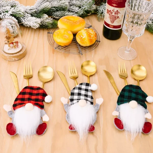 Xmas Cutlery Bag Santa Doll Tableware Holder - Image 2