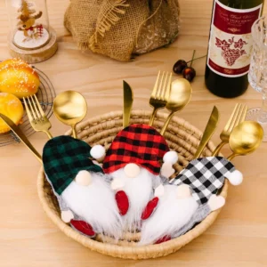 Xmas Cutlery Bag Santa Doll Tableware Holder