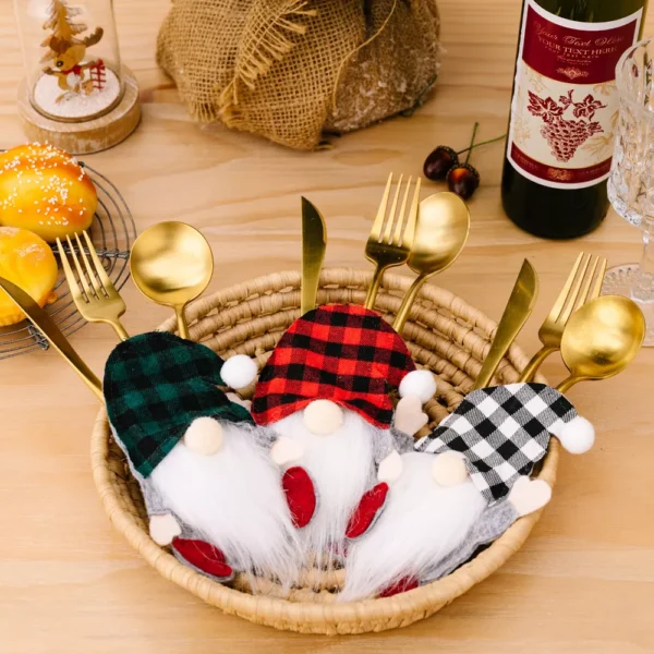 Xmas Cutlery Bag Santa Doll Tableware Holder - Image 3