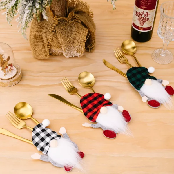 Xmas Cutlery Bag Santa Doll Tableware Holder - Image 4