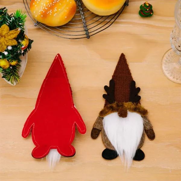 Festive Gnome Silverware Holder for Christmas Table Decor - Image 4