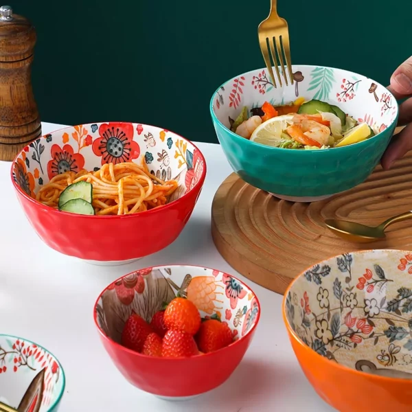 Cute Cartoon Animal Porcelain Bowl - Elk, Bear, and Rabbit Design - Image 3