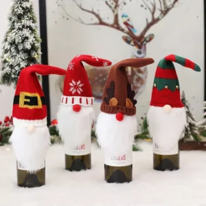 Festive Christmas Wine Bottle Dust Cover for Holiday Decor
