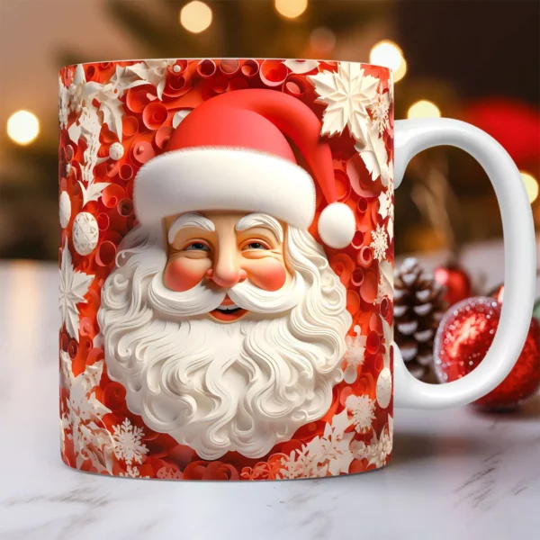 3D Santa Claus Ceramic Mug - Christmas Coffee and Tea Cup - Image 2