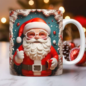 3D Santa Claus Ceramic Mug - Christmas Coffee and Tea Cup