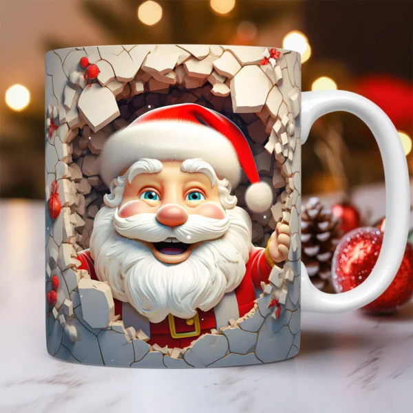 3D Santa Claus Ceramic Mug - Christmas Coffee and Tea Cup - Image 5
