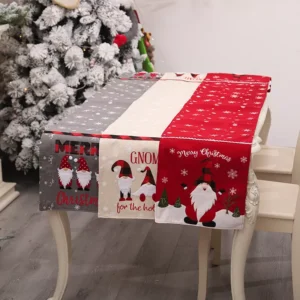 Festive 71” Christmas Gnome Table Runner, Winter Red Decor for Dining & Kitchen