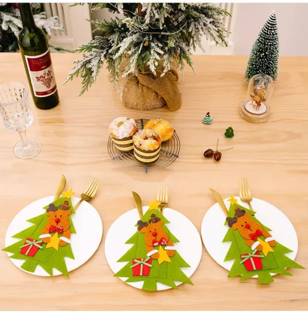 4-Piece Christmas Cutlery Holder Set - Image 5