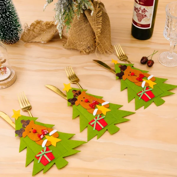 4-Piece Christmas Cutlery Holder Set - Image 3