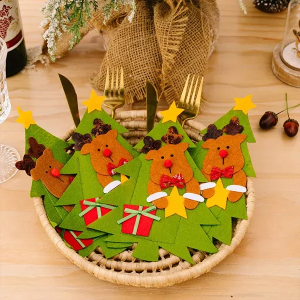 4-Piece Christmas Cutlery Holder Set