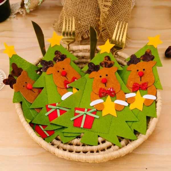 4-Piece Christmas Cutlery Holder Set - Image 2